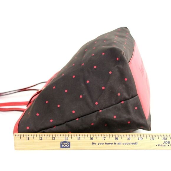 LRG Kate Spade NY BROWN CANVAS PINK LEATHER TRIM TOTE SHOULDER BAG HANDBAG PURSE - Picture 12 of 13